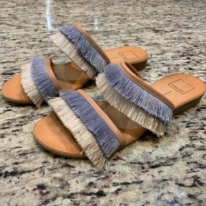 Dolce Vita Blue / White Fringe Sandals. Size 10